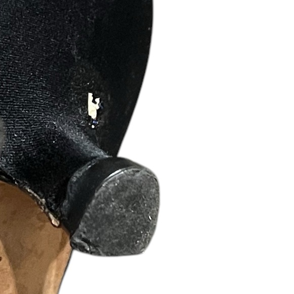 Vintage CHANEL Satin Cap Toe Mule Kitten Heels 39.5 CC Bow AUTHENTIC - Picture 12 of 13